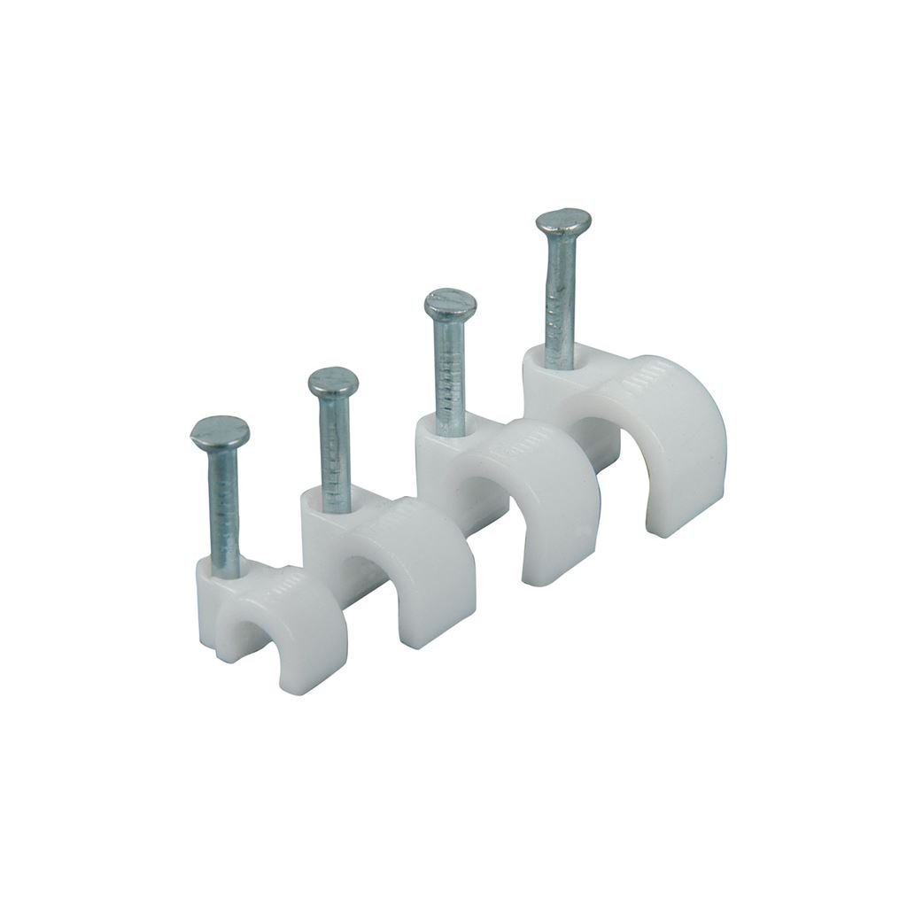 CR100 round cable clips 10.0mmØ, white - box of 100