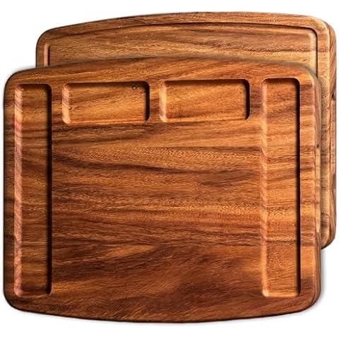 LUBAN Walnut Cutting Board with Compartments 17x13x1.6 Inch, Thicken Walnut Wood Cutting Board with Built-in Handle, Solid Wooden Cutting Boards for Kitchen, Luxury Pizza board Cutting Block Cover
