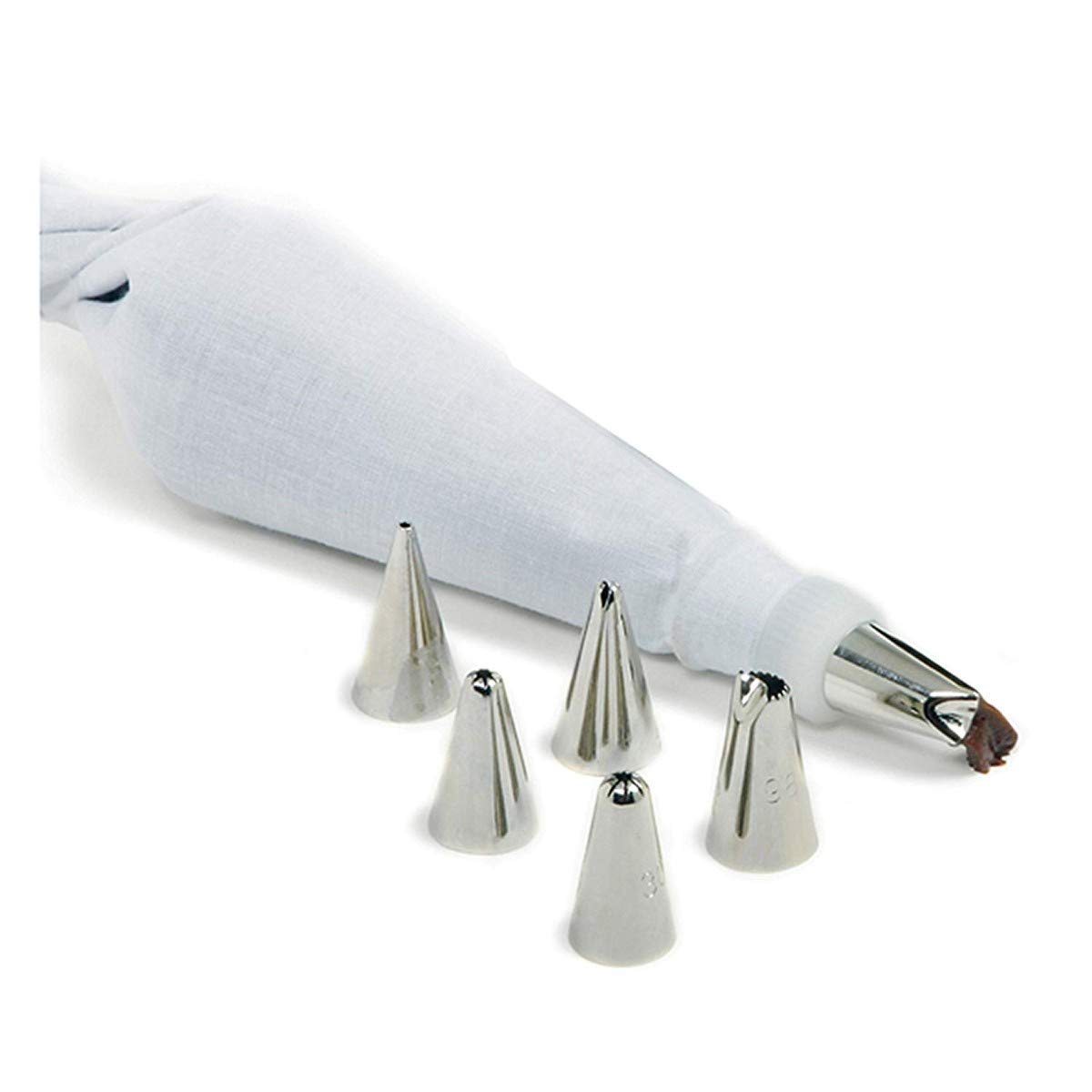 divinezon Cakeware 12 Piece Cake Decorating Set Frosting Icing Piping Bag Tips with Steel Nozzles | 31 x 17.5 cm | Silver