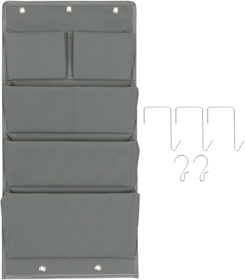 MAGICLULU over Door Hanging Storage Bag Organizer with 5 Pockets Oxford Cloth Closet Door Organizer for Bedroom Dorm Home 28.34X13.38X2.75 Inches
