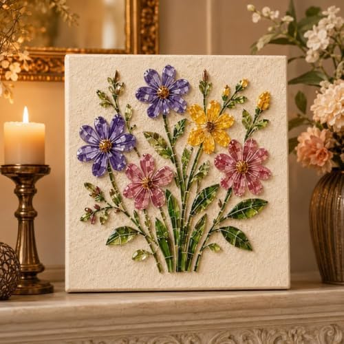 DIY Mosaic Bead Craft Kits,Floral Watering Can Mosaic Bead with Butterfly (Flower)