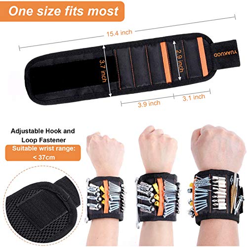Magnetic Wristband Tools, Tool Belt With 20 Strong Magnets for Holding Screws/Nails/Drill Bits, Magnetic Wristband Gifts for Him/Men/Father/Dad/DIY Handyman/Electrician/Husband/Boyfriend (Black)