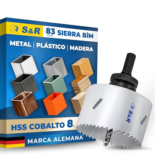 S&R Sierra de Corona BIM 83 mm – Acero HSS M42 con 8% Cobalto – Corte Profundo 48 mm – Para Metal, Inox, Madera, Plástico, MDF, Laminado – Agujeros Limpios y Precisos