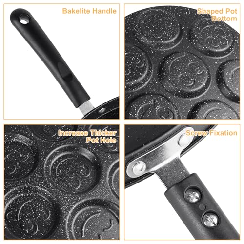 ICEBLUEOR Pancake Pan, 7 Holes Non Stick Pancake Maker, 26 cm Egg Frying Pan Pancake Mould, Mini Pancake Maker Crepe Pan, Versatile Induction Pancake Pan with Turn Sticks and Brush - Image 4