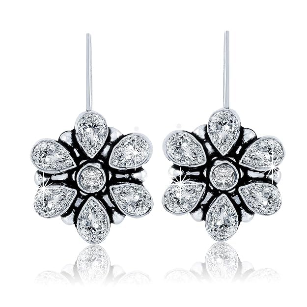 Yellow Chimes Earrings for Women and Girls | Silver Oxidised Drop Earrings Studded White Stone | Floral Drop Earrings | Birthday Gift For Girls and Women Anniversary Gift for Wife (B0CKQSKT1T) Amazon Price History, Amazon Price Tracker