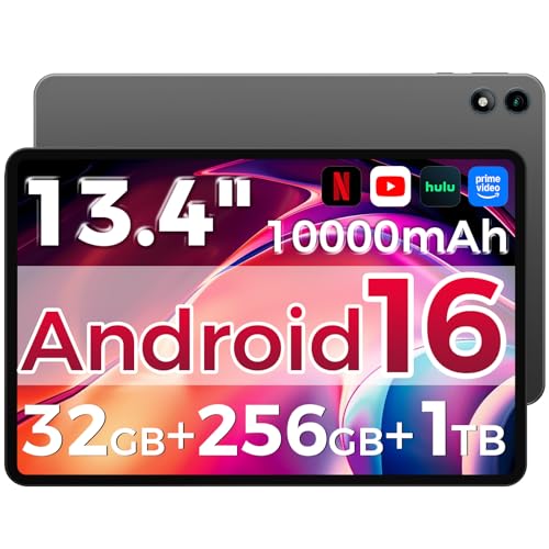 RebotAi 2026 Tablet 13.4 Zoll Android 16 Tablet 32GB RAM+256GB ROM/1TB TF 10000mAh Tablet Octa-Core 1920 * 1200 IPS 5+16MP/GPS/Widevine L1/18W Schnellladung