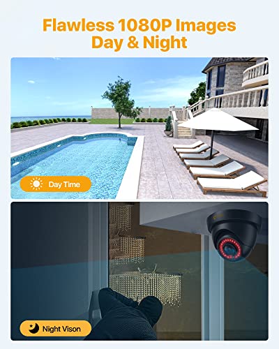 Anlapus H.265+ 1080P Outdoor Überwachungskamera Set mit 2TB Festplatte 8CH 1080P DVR mit 8X 2MP Dome Kamera für CCTV Haus Videoüberwachung – Bild 3
