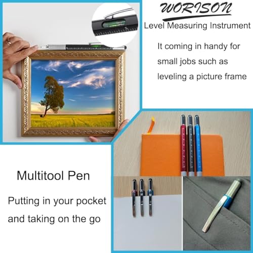 Image of Worison 6in1 MultiTool Pen with Ruler, Level gauge, Ball Pen, Stylus and 2 Screwdriver, Ball Pen