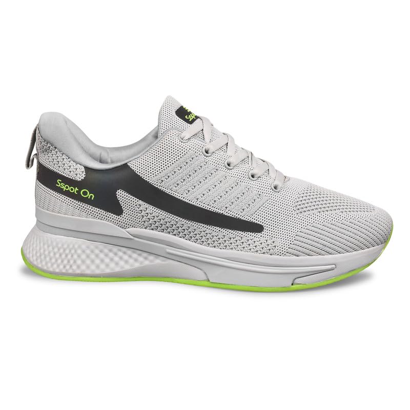 Image of SSPOT ON Black P.Green Men's Running Lightweight Breathable Shoes with Memory Cushion