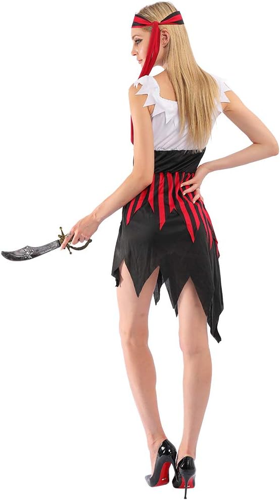 EraSpooky Womens Pirate Costume Halloween Sexy Buccaneer Dress Women Cool Outfit - Image 2