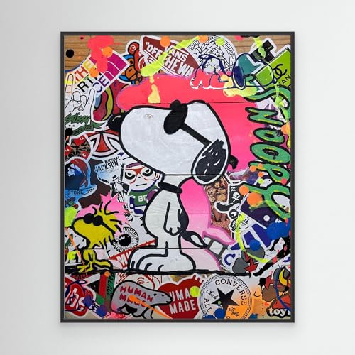 Toile Snoopy Vincent STREIFF fini Noir 40x50cm habillage mur vide