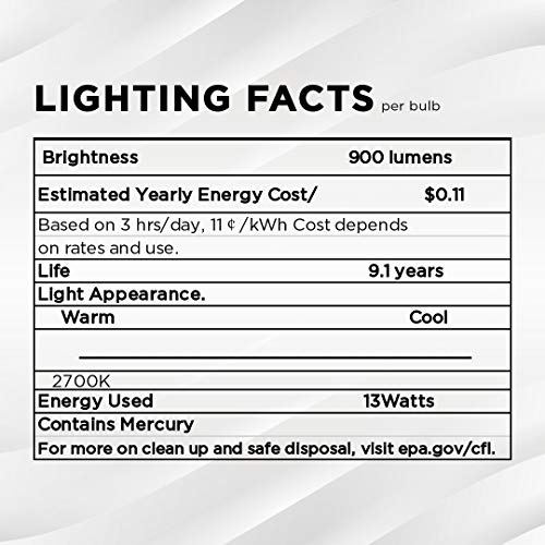 Image of 13Watt T2 Spiral CFL GU24 2 Prong Light Bulb Base 2700K 900lm -UL Approved 120v 60Hz Light Bulb- Mini Twist Lock Spiral -Self Ballasted Compact Fluorescent -Warm White Light 4pack