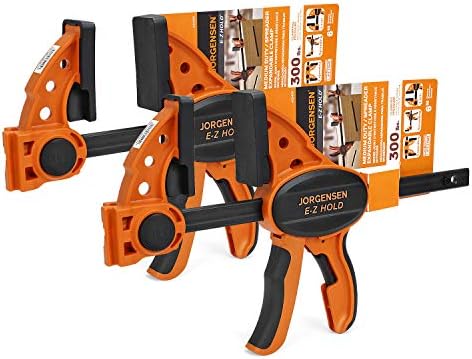 Jorgensen 6" One Hand Clamp/Spreader, 300 Lbs Clamping Force, E-Z Hold Bar Clamps Set, Medium Duty, 2-pack