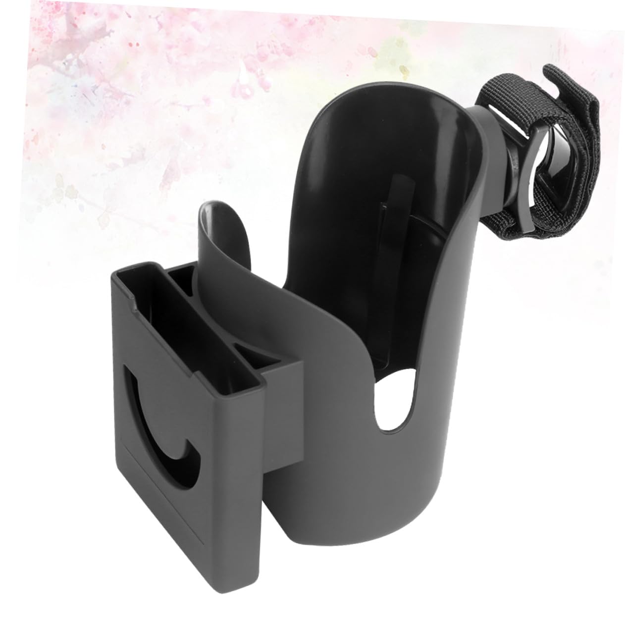 Abaodam Portabicchiere per Passeggino 2 in 1 Porta Cellulare in Abs Leggero e Portatile per Passeggino Nero