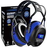 Wireless Cancel Bluetooth Rechargebale FM Radio Headphones, NRR 29dB Ear Protection Safety Ear Muffs with Built-in Mic, Memory Card, LCD Display, Li-on Battery for Gunshooting, Mowing Lawn