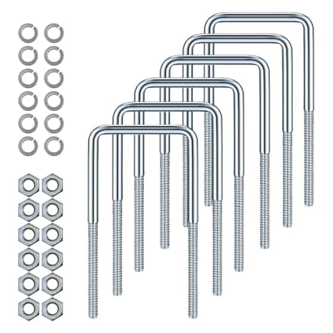 3" W x 7.1" L Zinc-Plated U-Bolts with Nuts and Spring Washers for Boat Trailer Tubes, Rectangular Wood and Metal Objects, Square Zinc-Plated Bolts (M10 x 80mm x 180mm） Cover