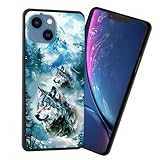 JHYYTUJTYP for iPhone 13 Case,Premium Soft Silicone Slim Rubber Full Body Drop Protection Shockproof Cover Phone Case for iPhone 13,Snow Wolf Mountain