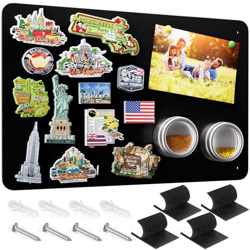 MaxGear Magnetic Board 17.5' x 11.4' Black Metal Magnet Bulletin Board for Wall, Refrigerator, Magnetic Board Display Notes, Photos, and More - Includes Dual Lock Tape and Screws