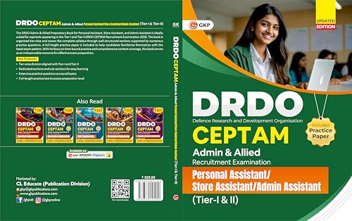 Image of GKP DRDO CEPTAM 2026 Admin & Allied Exam Guide | Personal Assistant, Store Assistant & Admin Assistant | Tier I & II Preparation Book