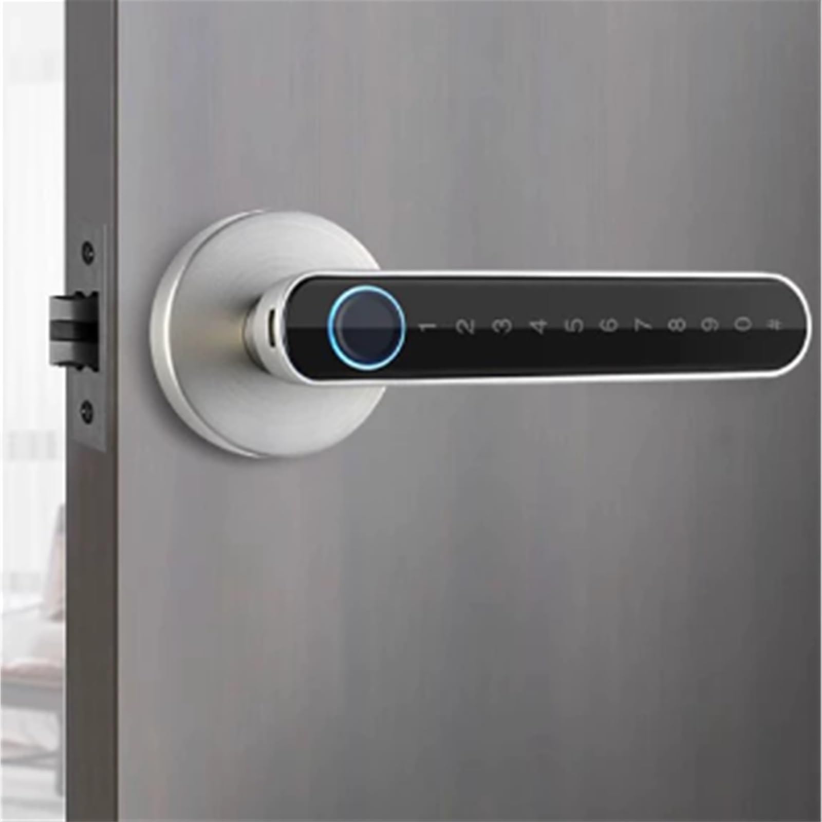 Cerradura Inteligente Para Puerta Con Huella Dactilar Y Teclado Código | Casa, Hotel, Oficina, Apartamento, Principal(T8 Silver)