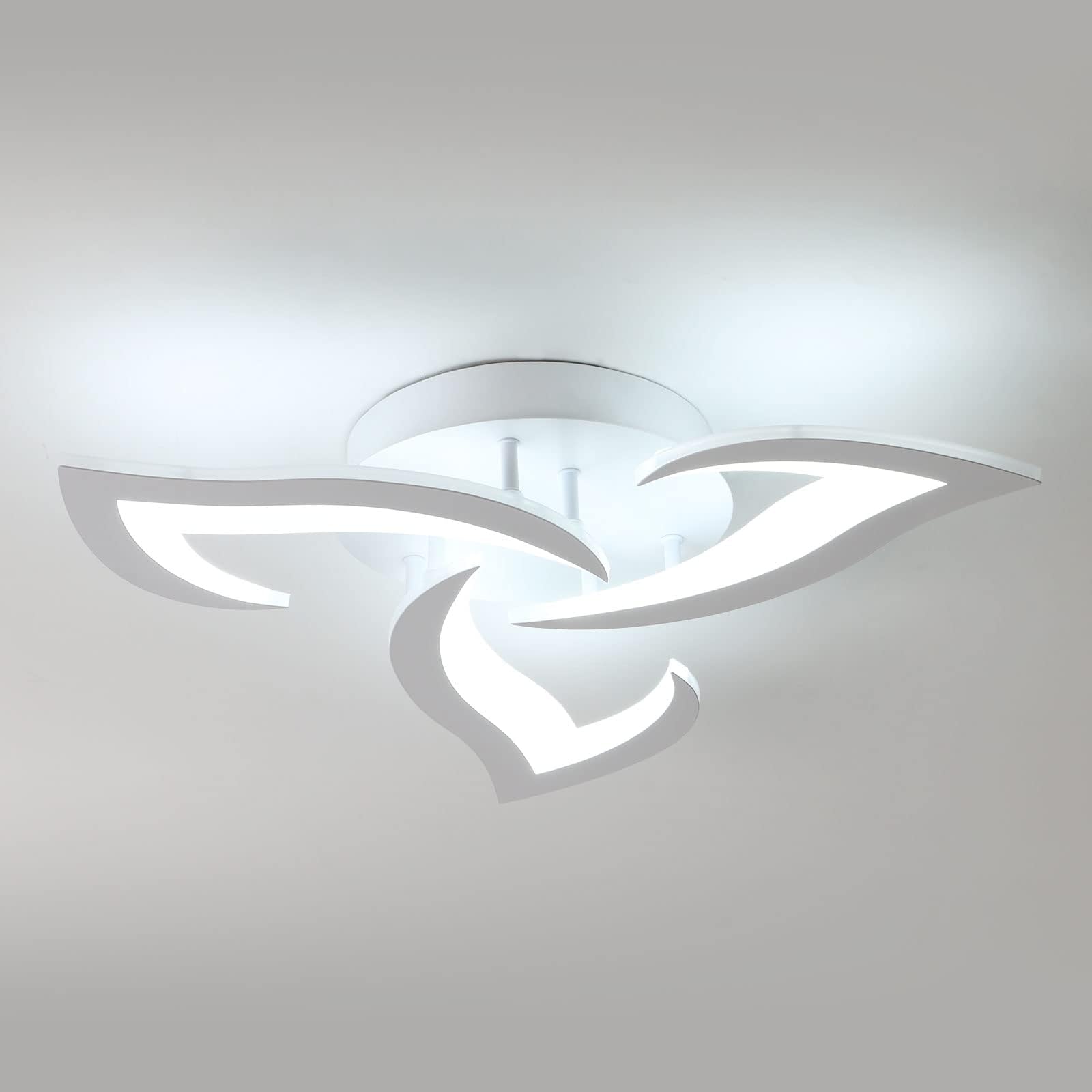 Plafonnier Led Moderne, 36W Blanc Créatif Pétales Design | 6500K Blanc Froid Luminaire Plafonnier, Lampe de Plafond en Acrylique pour Chambre, Salon, Salle à Manger, Cuisine, Couloir