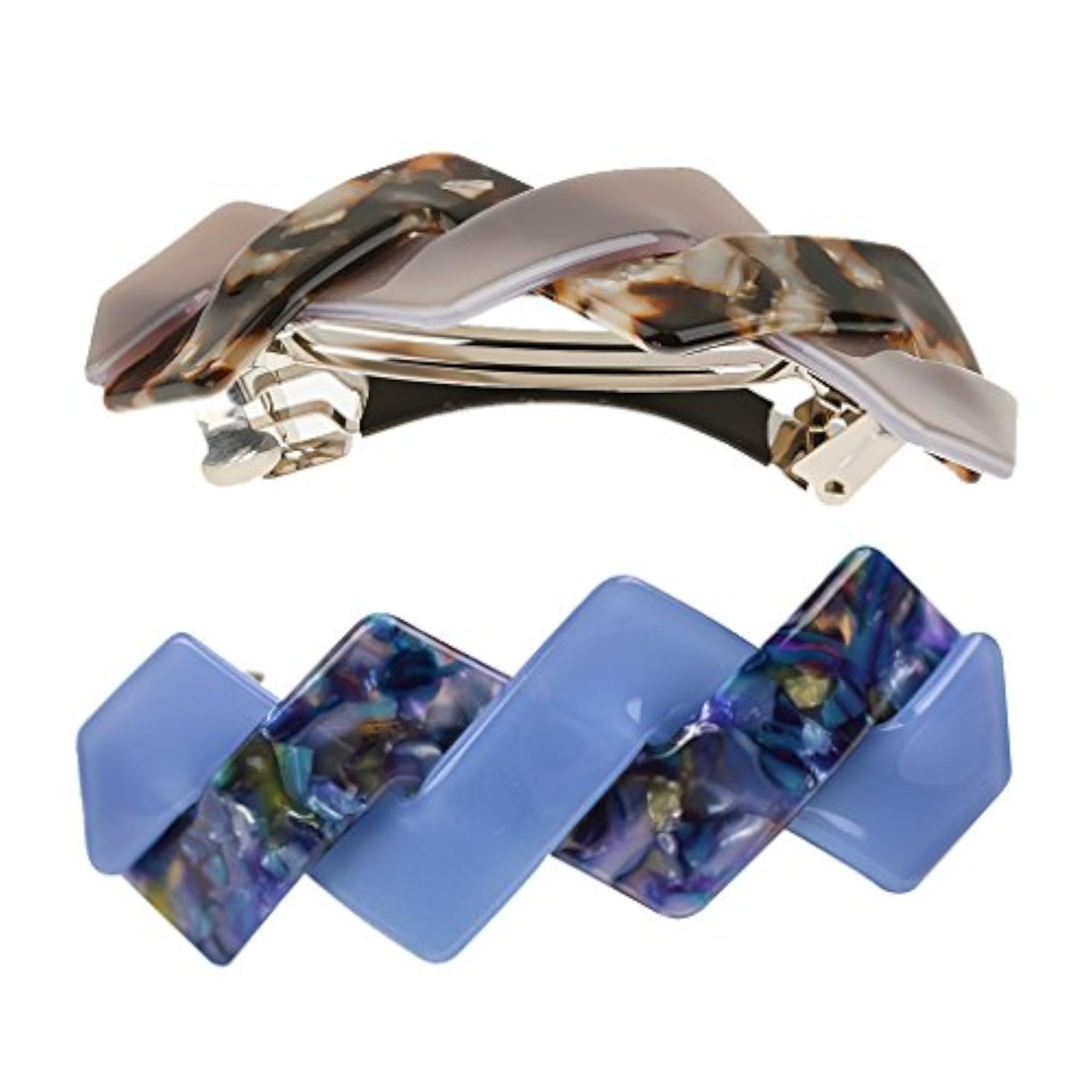 2 Pcs Geometric Shape Sprung Hair Clips, Stylish Accessories