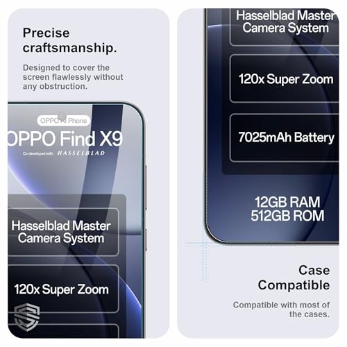 Image of Military-Grade Gorilla Tempered Glass For Oppo Find X9 (6.59 Inch) With Installation Kit | Edge to Edge Coverage | Black