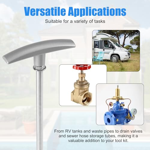 Image of PEUTIER 9in RV Waste Valve Extension Tube, RV Dump Valve Handle RV Sewer Valve Handle Replacement Flexible RV Tank Valve Handle Fits for Sewer Hose Kits, silver