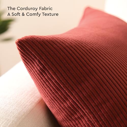 Image of Encasa XO Corduroy Cushion Covers, Boho Pillow Covers, No Inserts Brown