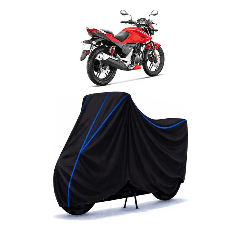 Image of Hero Xtreme Sports Bike Cover Water Resistant Universal Motorcycle Rain | Heavy Duty UV Protection, Dust, Scratch Indoor Outdoor All Weather with Black Blue Piping Elastic