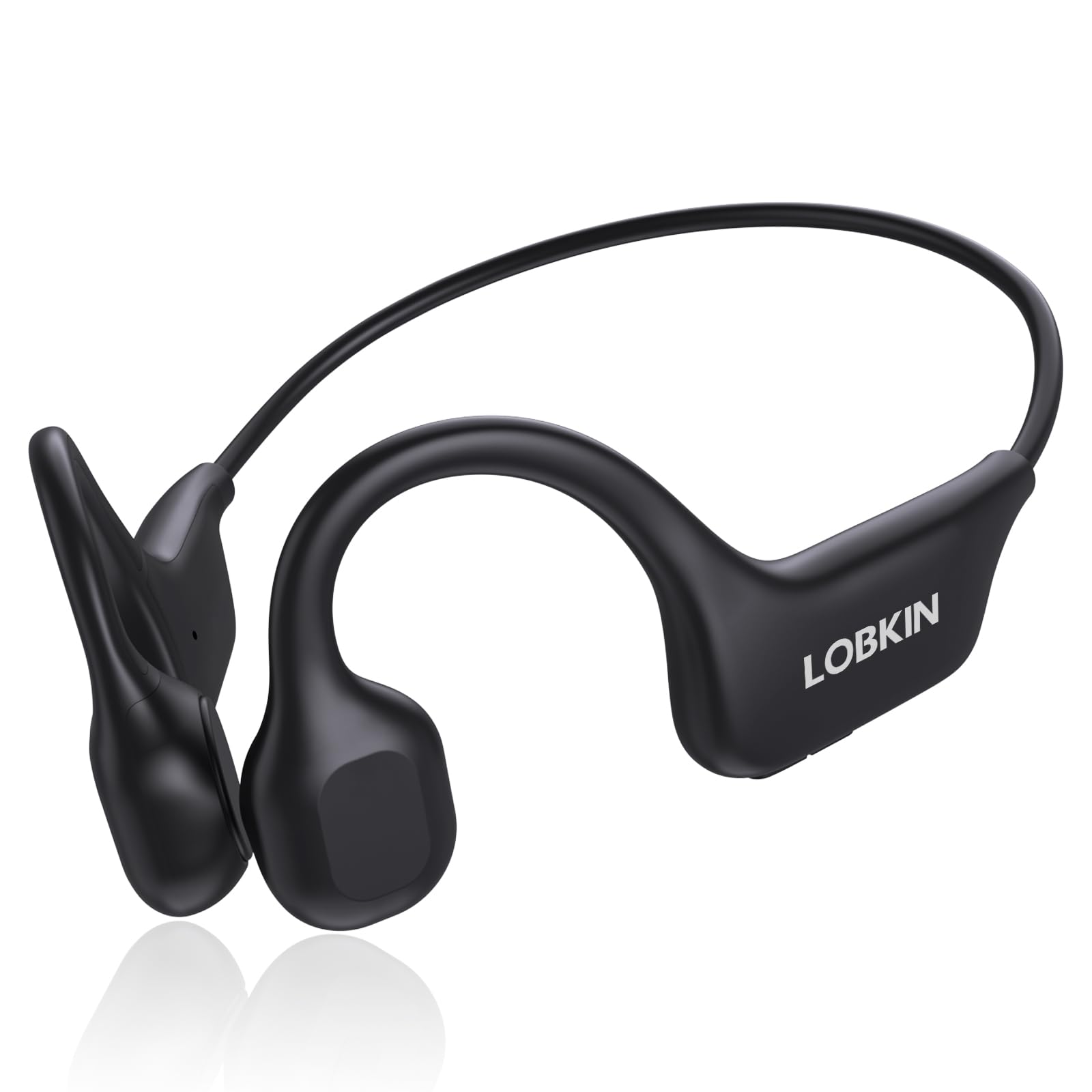 LOBKIN Bone Conduction Headphones Bluetooth 5.3, Open Ear Running Headphones Wireless, IPX5 Waterproof Earphones with Mic for Sports, Running, Gym, Cycling, Black