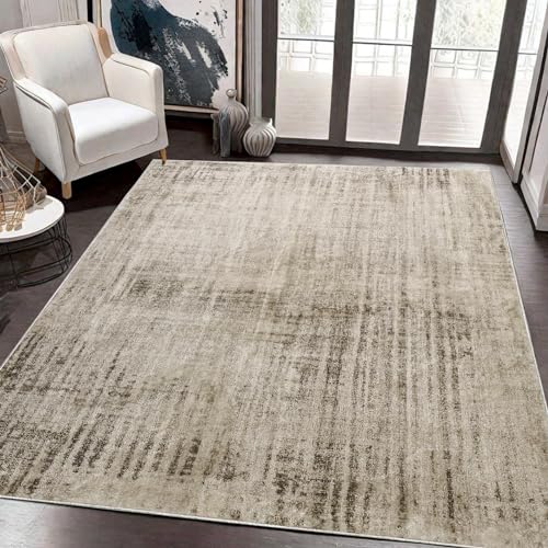 Tinyboy-hbq Rugs Living Room Abstract Modern Rug Soft Bedroom Rug Washable Shaggy Rugs for Living Room Bedroom Indoor Home Decor (Abstract Beige Grey/Light Brown, 80 x 120 cm) - Image 4