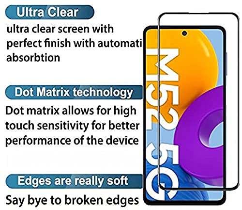 Image of ZARALA Tempered Glass Screen Protector Compatible for (Black) with Edge to Edge Coverage and Easy Installation kit (Samsung Galaxy M52 5G)