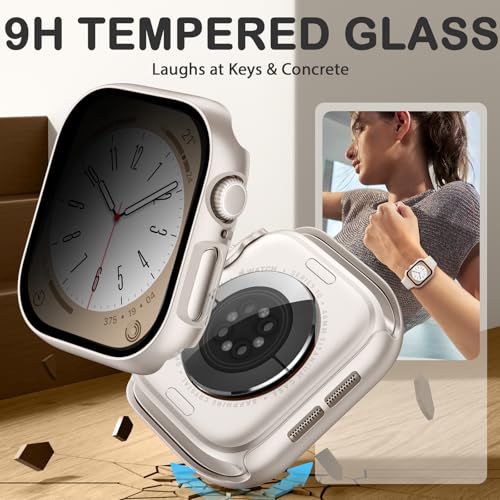 Image of Adorve 8-Pack Privacy Screen Protector for Apple Watch SE 44mm Case Series 6 5 4, Anti-Spy 9H Hardness Tempered Glass Film, Full Protective Face Cover, Slim Guard Bumper for iWatch 44 mm Accessories