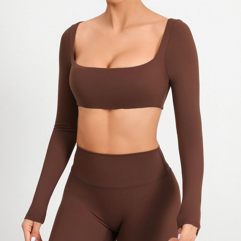 Ropa de Yoga para Mujer Top Manga Larga Sexy, Deportivo Sin Espalda, Corto Transpirable Mujeres - Purple-s