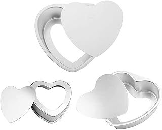 Moule à Gâteau en Alliage D'aluminium Moule à Gâteau en Forme De CœUr Moule à Gâteau Amaovible Moule à Gâteau en Aluminium Moules à Gâteaux pour la Cuisson de Gâteau de Mariage Anniversaire 2 Pcs