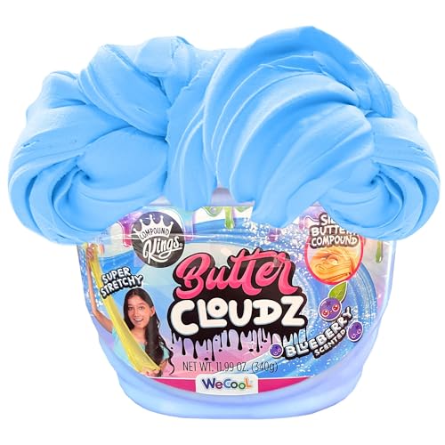 Compound Kings Fluffy Butter Cloudz Scented Large Slime Bucket for Kids – Soft, Squishy, Non-Toxic Sensory Toy | Bright Blueberry Slime Gift