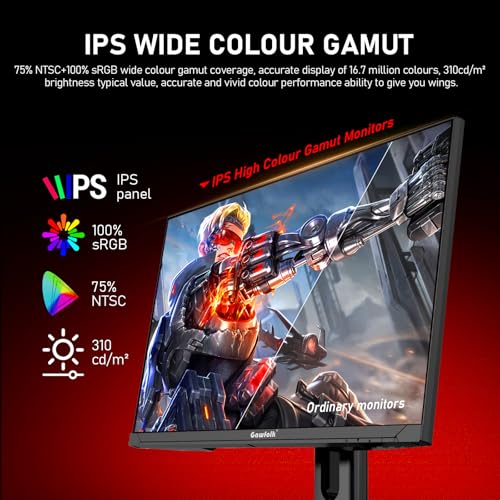 Image of Gawfolk 27 inch 2K QHD(2560x1440) PC Screen, 180Hz Gaming Monitor, 1ms Without Bezel, FreeSync,100% sRGB, 178 Wide Viewing Angle, HDMI2.0、DisplayPort, 75 * 75MM Wall Mount Compatible - Black