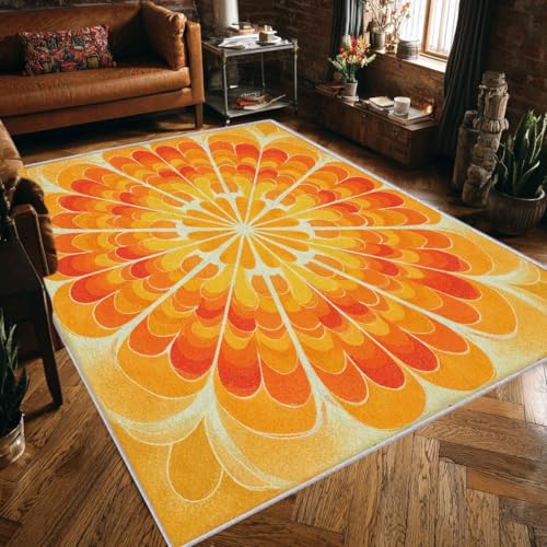 Tapis de salon rétro 120x120 cm idéal sous table basse chic - 2