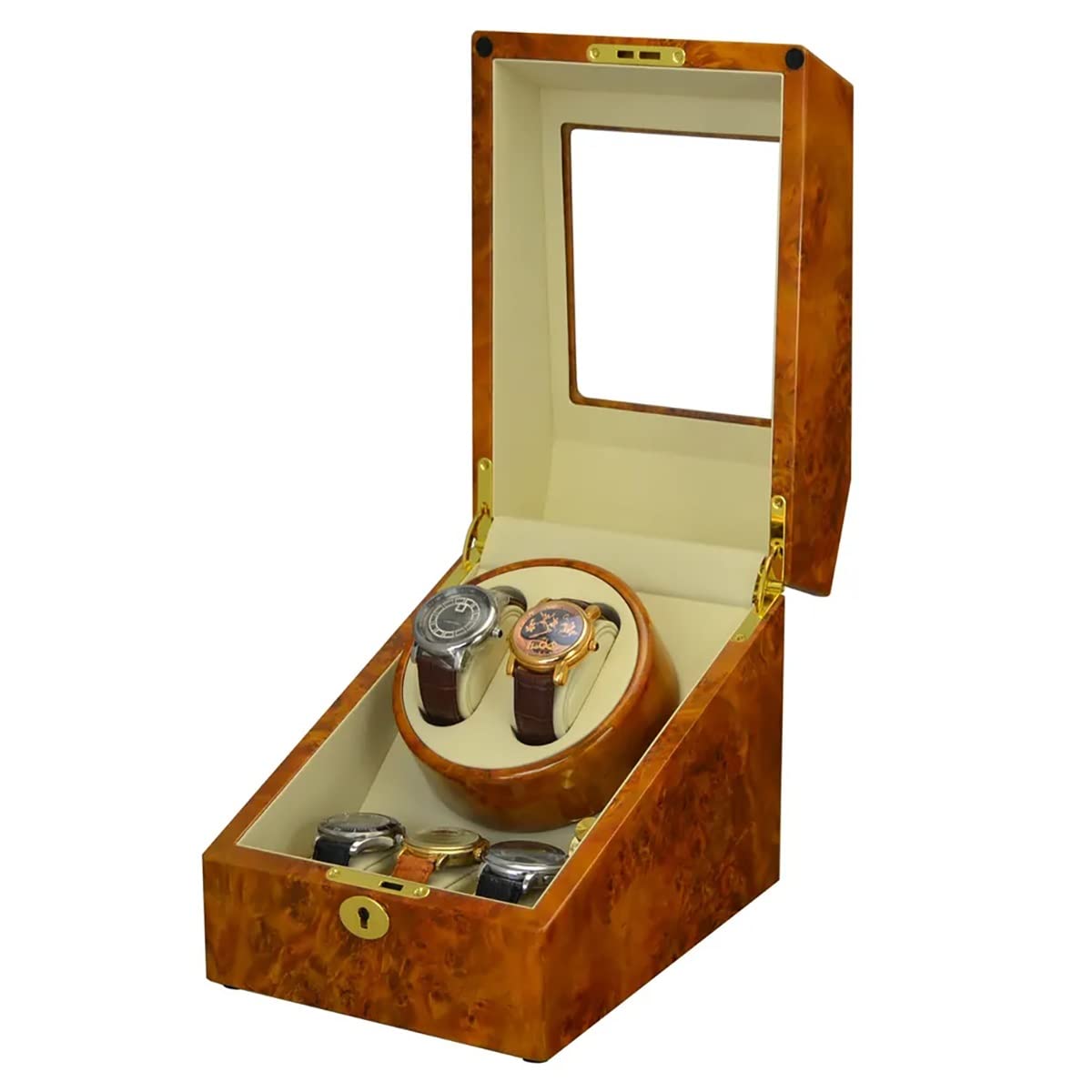 MYUYEE Watch Winder For 2+3 Automatic Watches Luxury Mechanical Watches Storage Case With Quiet Motor Soft Flexible Watch Pillows Wristwatch Display Box (F)