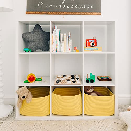 Organihaus Yellow Basket For Shelves | Decorative Cloth For Organizing | Cotton Rope Storage Basket For Toys | Small Woven Baskets For Storage #TOP3