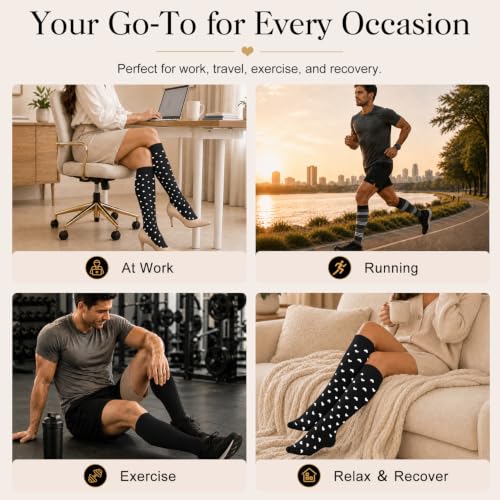 Image of Laite Hebe 4 Pairs-Compression Socks for Women&Men Circulation-Best Support for Nurses,Running,Athletic