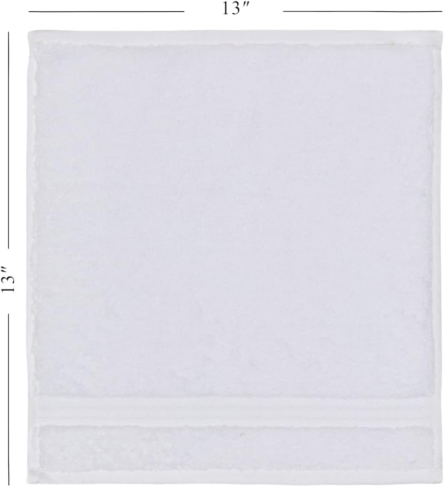 Ozdilek 6-Piece Bath Towel Set, 2 Bath, 2 Hand, 2 Wash, 100% Cotton Turkish Towels, 2 Bath Towels (30x60/550 GSM), 2 Hand Towels (16x30/575 GSM), 2 Washcloths (13x13/600 GSM) (Bright White)