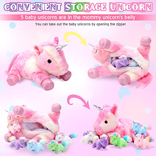 Sumind Mommy Unicorn Plush, Stylish Style, Pink - image 4