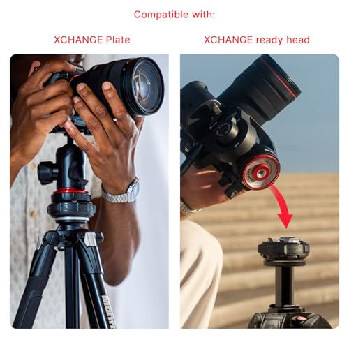 Manfrotto XCHANGE Base, Schnellwechsel‑Basis, Universales 3/8‑Gewinde, bis 20 Kg, Kompatibel mit XCHANGE Platte und XCHANGE‑Köpfen, für Foto & Video