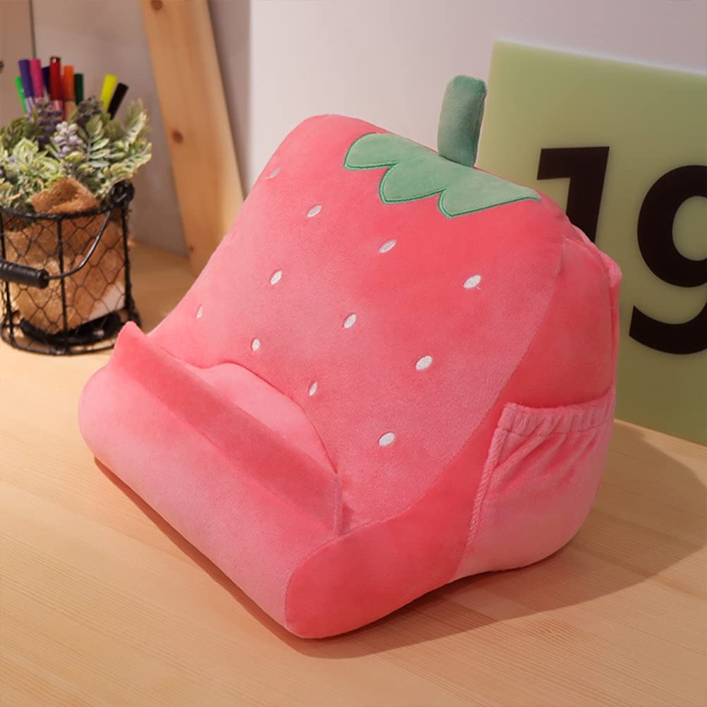 Soporte de Tableta de Almohada, Soporte de Tableta de Triángulo, Cojín de Tableta de Felpa Suave con 2 Bolsillos Laterales y Almacenamiento de Espalda para Niños Teléfonos (E)