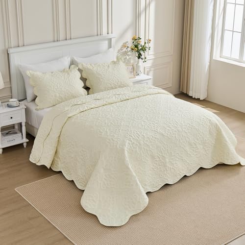 Image of Kingnex Oversized King Bedspreads 128x120 Cream