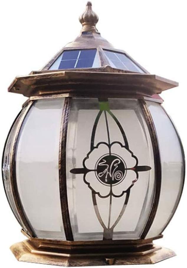 FSunKoFu Post Column Lamp Pillar Post Lighting European Solar Column Headlight Circular Landscape Waterproof Pillar Lamp Garden Courtyard Fence Floor Lamp Villa Fence Door Post Lights Lawn Landscape Streetligh