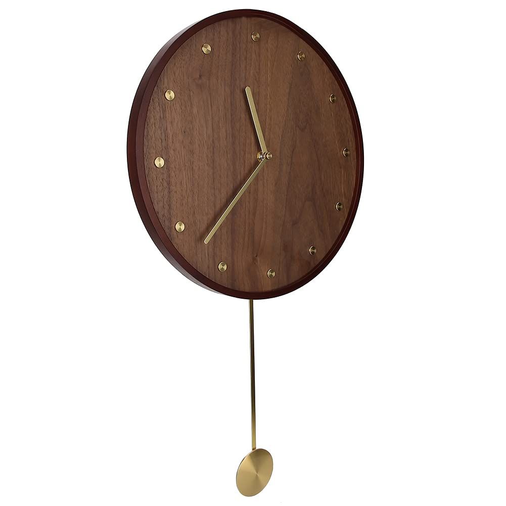 Horloge en bois de noyer Cocoarm avec laiton élégant pour salon