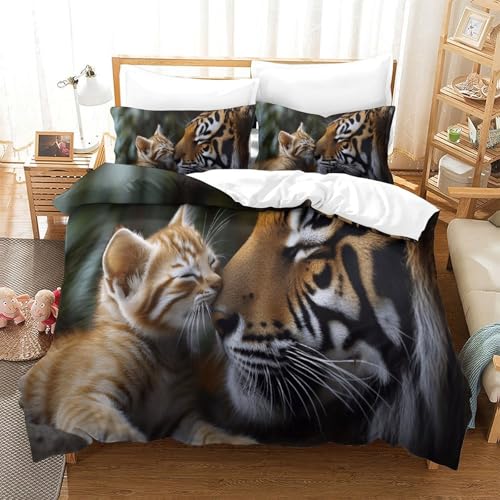 Chaton mignon drap de couette microfibre affection animaux 3D - 3